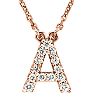 14k Gold 1/8 CTW Diamond Alphabet Initial Letter A Necklace