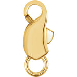 Indlæs billede til gallerivisning 14K Yellow Gold 11.5mm x 4.5mm Push Lock Lobster Clasp with Jump Ring Jewelry Findings

