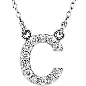 14k Gold 1/6 CTW Diamond Alphabet Initial Letter C Necklace