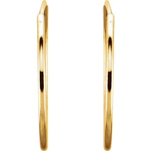 14k Yellow Gold Round Endless Hoop Earrings 10mm 12mm 15mm 20mm 24mm x 1mm