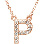 將圖片載入圖庫檢視器 14k Gold 1/8 CTW Diamond Alphabet Initial Letter P Necklace
