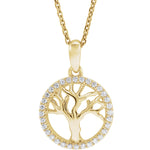 이미지를 갤러리 뷰어에 로드 , 14K Yellow Gold 1/5 CTW Diamond Tree of Life Pendant Charm Necklace
