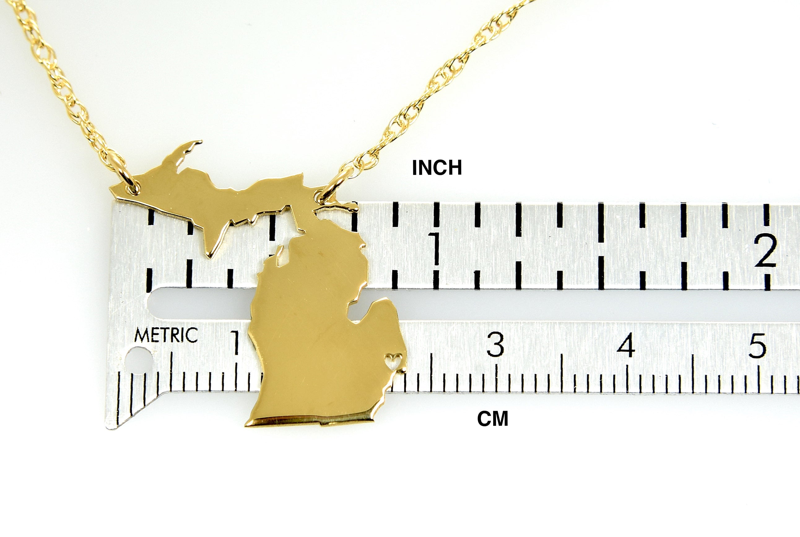 14k Gold 10k Gold Silver Michigan State Heart Personalized City Necklace