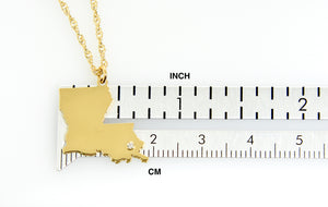 14k Gold 10k Gold Silver Louisiana LA State Map Diamond Personalized City Necklace