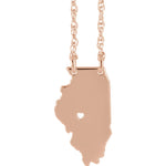 Cargar imagen en el visor de la galería, 14k Gold 10k Gold Silver Illinois State Heart Personalized City Necklace
