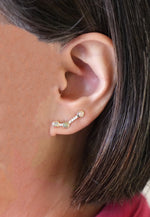Φόρτωση εικόνας στο εργαλείο προβολής Συλλογής, Platinum 14k Yellow Rose White Gold Ethiopian Opal .08 CTW Diamond Ear Climbers Earrings
