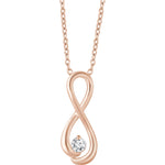 Indlæs billede til gallerivisning 14k Yellow Rose White Gold 1/6 CTW Solitaire Diamond Infinity Necklace
