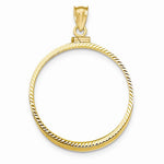 Charger l&#39;image dans la galerie, 14K Yellow Gold 1 oz or One Ounce American Eagle Coin Holder Holds 32.6mm x 2.8mm Bezel Screw Top Pendant Charm

