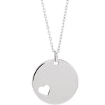 Indlæs billede til gallerivisning 14k Yellow Rose White Gold or Silver Round Disc Heart Pierced Pendant Charm Necklace Personalized Engraved
