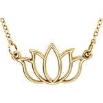 Load image into Gallery viewer, 14k Yellow Rose White Gold Sterling Silver Petite Lotus Flower Necklace
