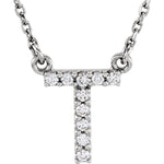 Load image into Gallery viewer, 14k Gold 0.08 CTW Diamond Alphabet Initial Letter T Necklace
