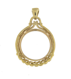 14K Yellow Gold for 16.5mm Coins or 1/10 oz American Eagle or Krugerrand Coin Holder Prong Bezel Pendant Charm