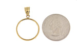 Lade das Bild in den Galerie-Viewer, 14K Yellow Gold Coin Holder for 19mm x 1.1mm Coins or Mexican 5 Peso Tab Back Frame Pendant Charm
