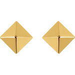將圖片載入圖庫檢視器 14k 18k Yellow Rose White Gold Geometric Geo Modern Style Pyramid Stud Post Back Earrings 7.8mm x 7.8mm
