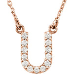 Load image into Gallery viewer, 14k Gold 1/8 CTW Diamond Alphabet Initial Letter U Necklace
