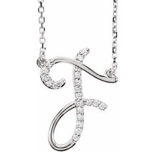 14K Yellow Rose White Gold Diamond Letter F Initial Alphabet Necklace Custom Made To Order