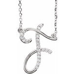 Load image into Gallery viewer, 14K Yellow Rose White Gold Diamond Letter F Initial Alphabet Necklace Custom Made To Order
