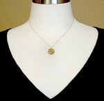 Carregar imagem no visualizador da galeria, 14k Yellow Rose White Gold or Silver Round Disc Heart Pierced Pendant Charm Necklace Personalized Engraved
