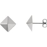 Charger l&#39;image dans la galerie, 14k 18k Yellow Rose White Gold Geometric Geo Modern Style Pyramid Stud Post Back Earrings 7.8mm x 7.8mm

