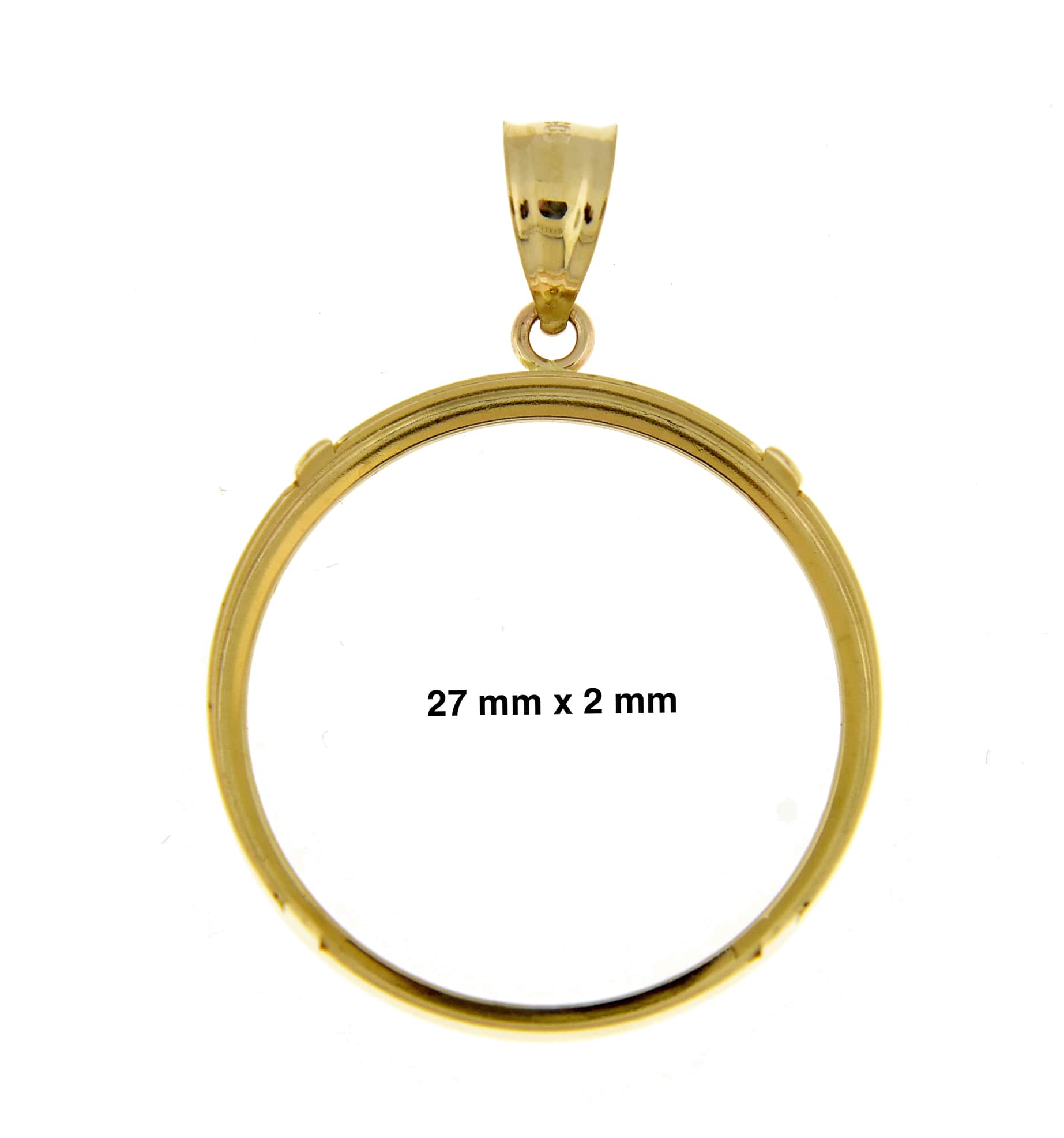 14K Yellow Gold United States US $10 Dollar or 1/2 oz ounce Chinese Panda Coin Holder Holds 27mm x 2mm Coins Tab Back Frame Pendant Charm