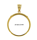 Load image into Gallery viewer, 14K Yellow Gold United States US $10 Dollar or 1/2 oz ounce Chinese Panda Coin Holder Holds 27mm x 2mm Coins Tab Back Frame Pendant Charm
