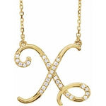 이미지를 갤러리 뷰어에 로드 , 14K Yellow Rose White Gold Diamond Letter X Initial Alphabet Necklace Custom Made To Order
