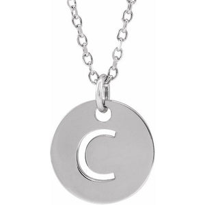 14k Yellow Rose White Gold or Sterling Silver Block Letter C Initial Alphabet Pendant Charm Necklace