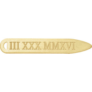 14k 10k Yellow Rose White Gold or Sterling Silver Collar Stays Personalized Engraved Roman Numerals Date