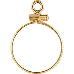 Charger l&#39;image dans la galerie, 14K Yellow Gold Holds 15mm x 0.76mm Coins or United States 1.00 Dollar Coin Type 3 Coin Edge Screw Top Frame Mounting Holder
