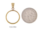Charger l&#39;image dans la galerie, 14K Yellow Gold Coin Holder for 15mm Coins or United States US $1 One Dollar Coin Tab Back Frame Pendant Charm
