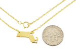 Załaduj obraz do przeglądarki galerii, 14k Gold 10k Gold Silver Massachusetts State Heart Personalized City Necklace
