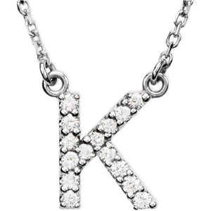 14k Gold 1/8 CTW Diamond Alphabet Initial Letter K Necklace