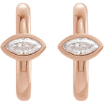 Φόρτωση εικόνας στο εργαλείο προβολής Συλλογής, Platinum 14k Yellow Rose White Gold 1/8 CTW Marquise Cut Diamond J Hoop Earrings
