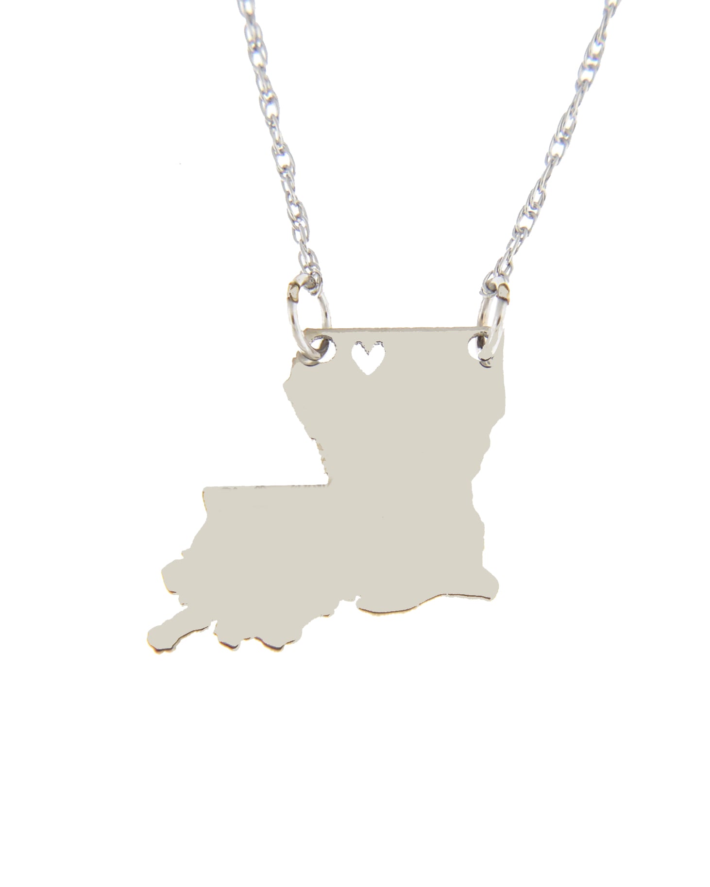 14k Gold 10k Gold Silver Louisiana State Heart Personalized City Necklace