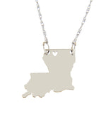 Load image into Gallery viewer, 14k Gold 10k Gold Silver Louisiana State Heart Personalized City Necklace
