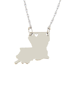 14k Gold 10k Gold Silver Louisiana State Heart Personalized City Necklace