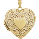 Φόρτωση εικόνας στο εργαλείο προβολής Συλλογής, 14k Yellow Gold Heart Photo Locket Pendant Charm Customized Personalized
