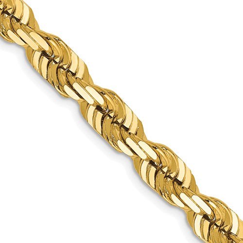 14K Yellow Gold 6.5mm Diamond Cut Rope Bracelet Anklet Choker Necklace Pendant Chain