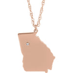 Ladda upp bild till gallerivisning, 14k Gold 10k Gold Silver Georgia GA State Map Diamond Personalized City Necklace
