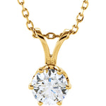 將圖片載入圖庫檢視器 14k Yellow Gold 1/4 CTW Diamond Solitaire Necklace 18 inch
