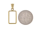 Charger l&#39;image dans la galerie, 14K Yellow Gold Holds 15mm x 8.5mm x 0.65mm Coins or Credit Suisse 1 gram Mounting Holder Pendant

