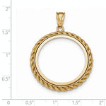 Charger l&#39;image dans la galerie, 14K Yellow Gold 1/2 oz or Half Ounce American Eagle Coin Holder Holds 27mm x 2.2mm Coin Rope Polished Prong Bezel Pendant Charm
