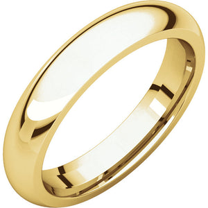 14K Yellow Gold 4mm Wedding Ring Band Comfort Fit Half Round Standard Weight