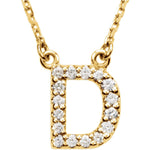 將圖片載入圖庫檢視器 14k Gold 1/6 CTW Diamond Alphabet Initial Letter D Necklace
