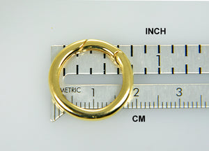 14K Yellow Gold 20mm Round Push Clasp Lock Connector Enhancer Hanger for Pendants Charms Bracelets Anklets Necklaces