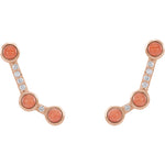 Φόρτωση εικόνας στο εργαλείο προβολής Συλλογής, Platinum 14k Yellow Rose White Gold Pink Coral .01 CTW Diamond Ear Climbers Earrings
