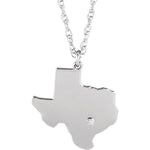 Indlæs billede til gallerivisning 14k Gold 10k Gold Silver Texas TX State Map Diamond Personalized City Necklace
