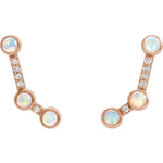 Load image into Gallery viewer, Platinum 14k Yellow Rose White Gold Ethiopian Opal .08 CTW Diamond Ear Climbers Earrings
