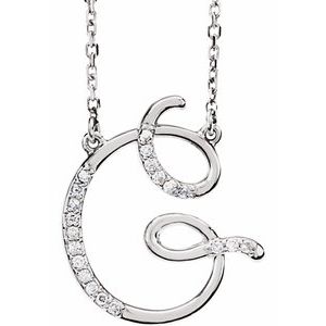 14K Yellow Rose White Gold Diamond Letter G Initial Alphabet Necklace Custom Made To Order