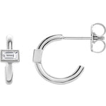 Load image into Gallery viewer, Platinum 14k Yellow Rose White Gold 1/5 CTW Baguette Cut Diamond J Hoop Earrings
